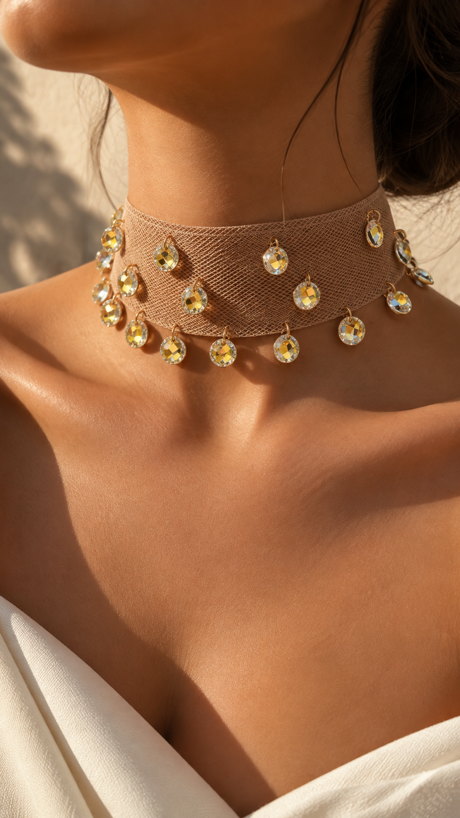 CRYSTAL MESH CHOKER